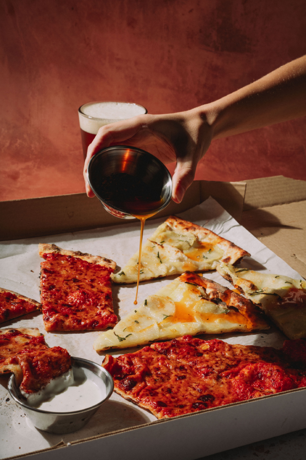 Apizza and wine at Industry Apizza